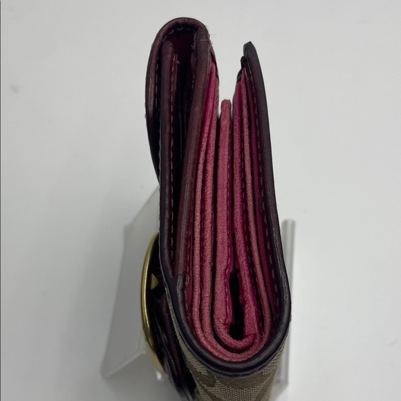 Coach low start Maroon and Beige Buckle Wallet - Picture 6 of 14